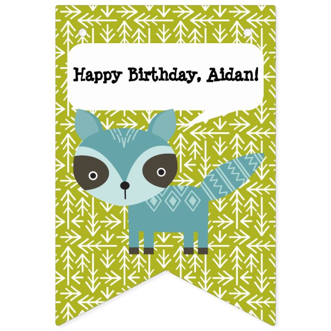 Woodland Animals Cute Birthday Party Bunting Flags (First Flag)