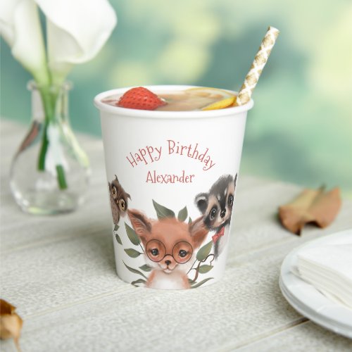 Woodland Animals Cute Birthday Party Theme Paper Cups