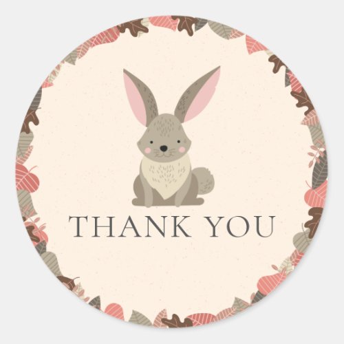 Woodland Animals  Cute Bunny Thank You Classic Round Sticker