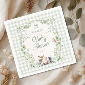 Woodland Animals Cute Gender Neutral Baby Shower Napkins
