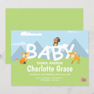 Woodland Animals Cute Unisex Baby Shower Invitation