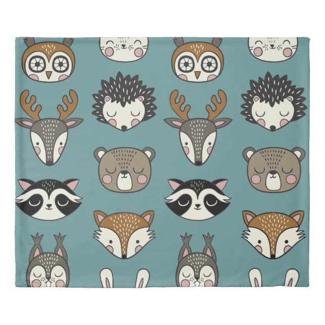 Woodland Animals Cute Vintage Pattern Duvet Cover (Front)