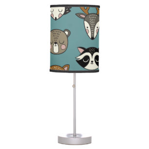 Woodland Animals Cute Vintage Pattern Table Lamp