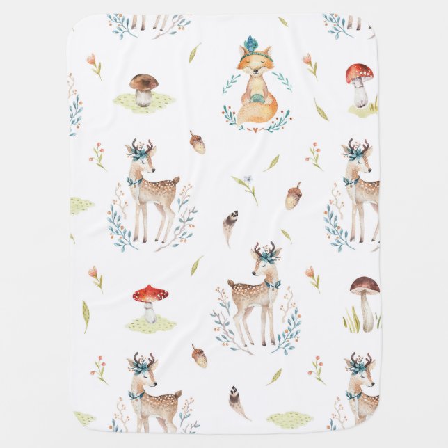 Woodland Animals  Decorative Blanket (Front)