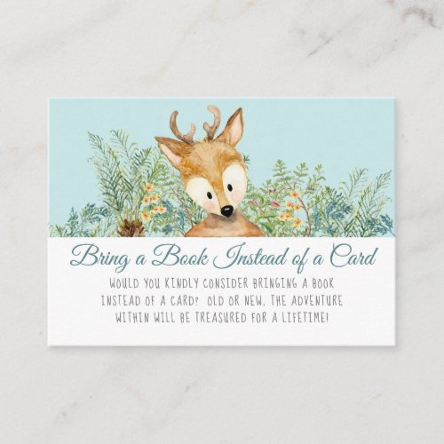 Woodland Animals Deer Baby Boy Bring a Book Enclosure Card