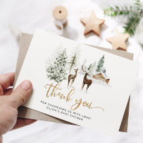 Woodland animals deer baby shower thank you card