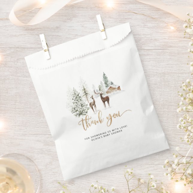 Woodland animals deer baby shower thank you favor bag (Clipped)