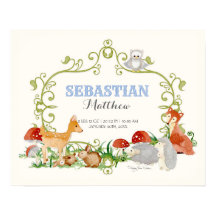 Woodland Animals Deer Fox Boy Newborn Birth Stats