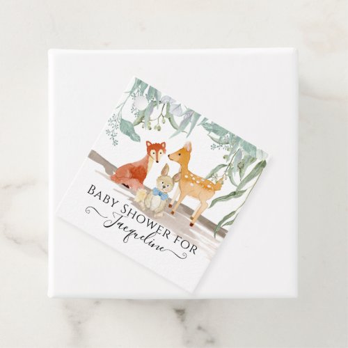 Woodland Animals Deer Rabbit Fox Baby Boy Shower Favor Tags