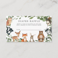 Woodland Animals Diaper Raffle Baby Shower Card