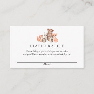 Woodland Animals Diaper Raffle Enclosure Card