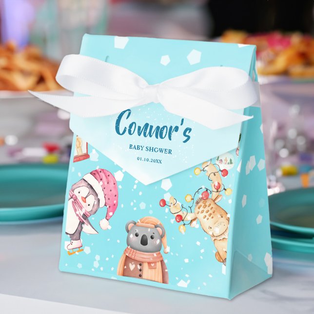 Woodland Animals Elegant Winter Baby Shower Party Favor Boxes (Woodland Animals Elegant Winter Baby Shower Party Favor Box)