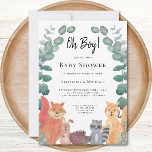 Woodland Animals Eucalyptus Couples Baby Shower Invitation