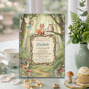 Woodland Animals Fairy 10th Birthday Party Invitation