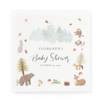 Woodland Animals Fall Baby Shower Paper Napkins