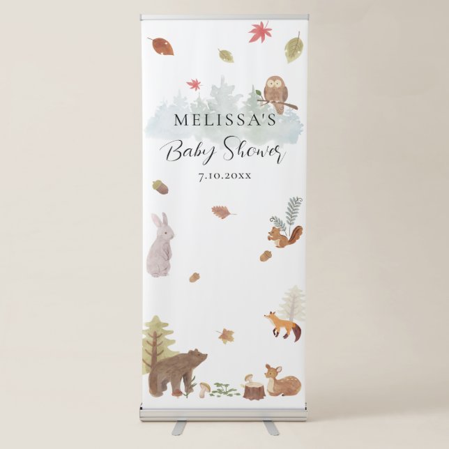 Woodland Animals Fall Baby Shower Retractable Banner (Front)