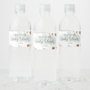 Woodland Animals Fall Baby Shower Water Bottle Label