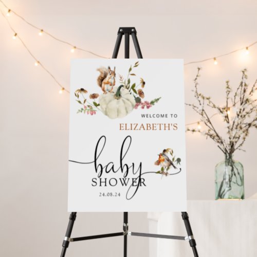 Woodland Animals Fall Baby Shower Welcome  Foam Board