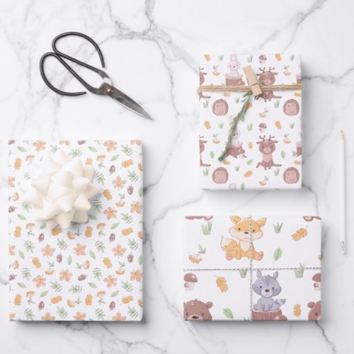 Woodland Animals Fall Wrapping Paper Sheets
