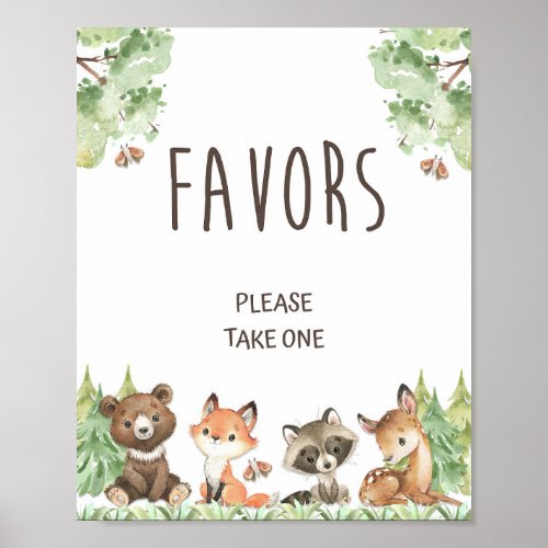 Woodland Animals Favor Table Party Shower Sign