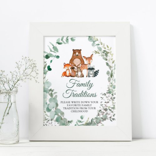 Woodland Animals Favorite Family Traditions Game Poster