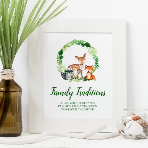 Woodland Animals Favorite Family Traditions Sign