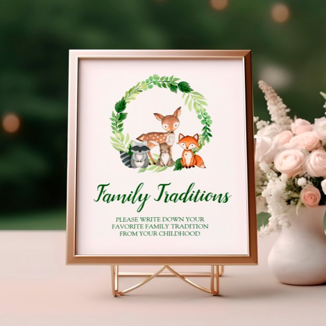 Woodland Animals Favorite Family Traditions Sign (Creator Uploaded)