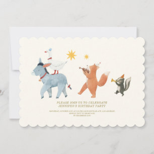 Woodland Animals First Birthday Invitation