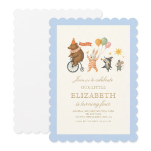 Woodland Animals First Birthday Invitation