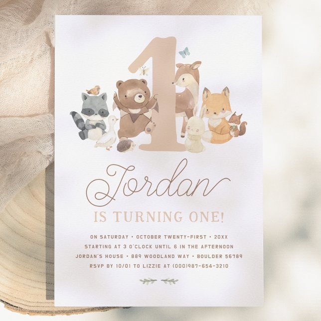 Woodland Animals First Birthday Party Invitation (Creator Uploaded)