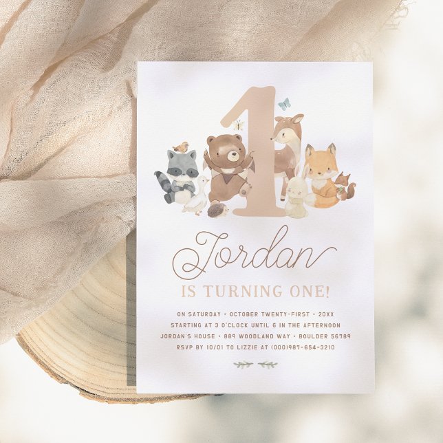 Woodland Animals First Birthday Party Invitation (Creator Uploaded)