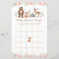 Woodland Animals Floral Baby Shower Bingo Game