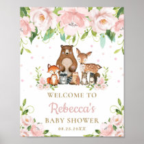 Woodland Animals Floral Baby Shower Welcome Sign