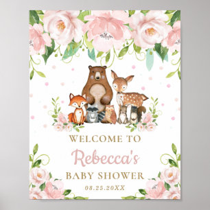 Woodland Animals Floral Baby Shower Welcome Sign