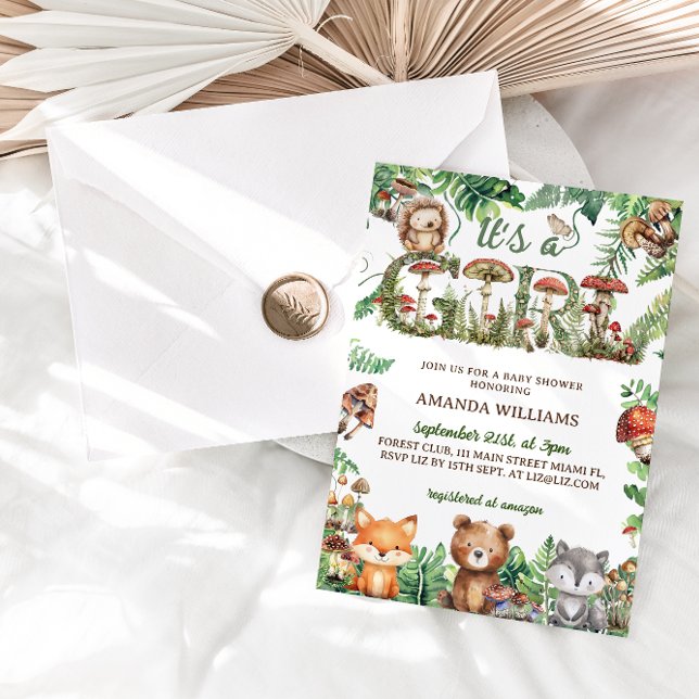 Woodland Animals Floral Girl Baby Shower Invitation (Creator Uploaded)
