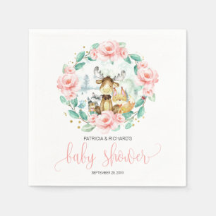 Woodland Animals Floral Greenery Baby Shower Napkins