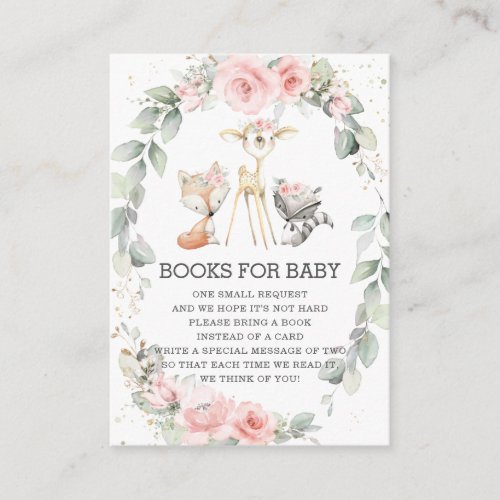 Woodland Animals Floral Greenery Books for Baby Enclosure Card