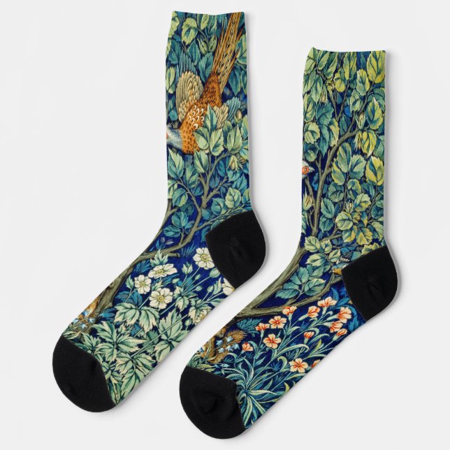 Woodland Animals & Flowers, William Morris Socks (Left)