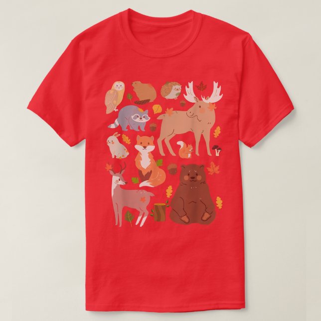 Woodland Animals Fo Bear Moose Wildlife Cute Anima T-Shirt (Design Front)