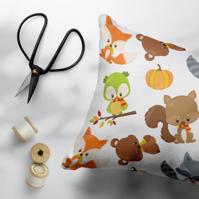 Woodland Animals, Forest Animals, Fall Animals Accent Pillow (Creator Uploaded)