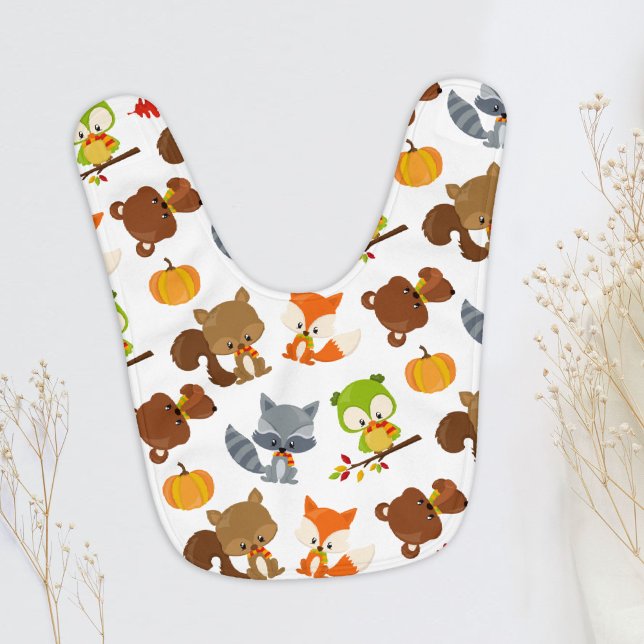 Woodland Animals, Forest Animals, Fall Animals Baby Bib (Creator Uploaded)
