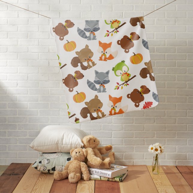Woodland Animals, Forest Animals, Fall Animals Baby Blanket (In Situ)