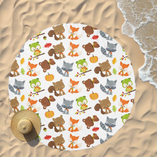 Woodland Animals, Forest Animals, Fall Animals Beach Towel