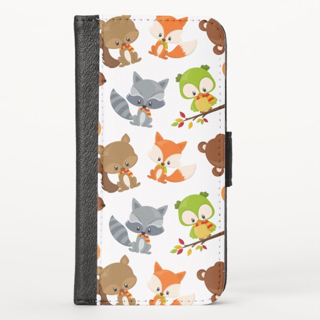 Woodland Animals, Forest Animals, Fall Animals iPhone Wallet Case (Front)