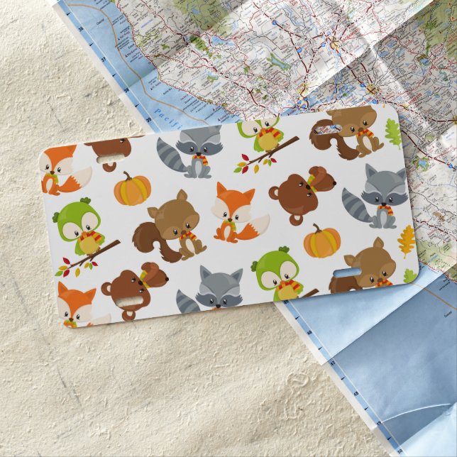 Woodland Animals, Forest Animals, Fall Animals License Plate (In Situ)