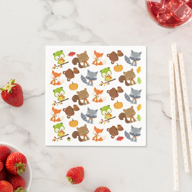 Woodland Animals, Forest Animals, Fall Animals Napkins (Insitu)