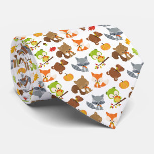 Woodland Animals, Forest Animals, Fall Animals Neck Tie