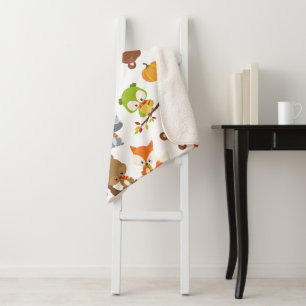 Woodland Animals, Forest Animals, Fall Animals Sherpa Blanket