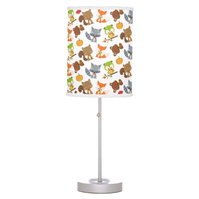 Woodland Animals, Forest Animals, Fall Animals Table Lamp (Front)