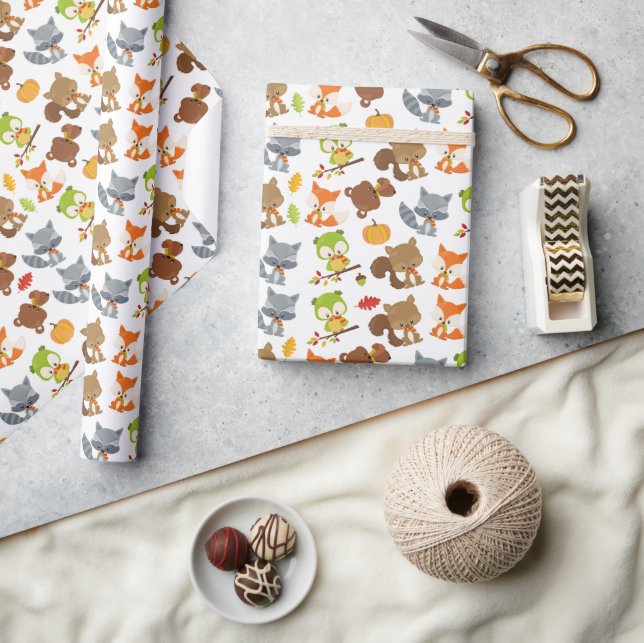 Woodland Animals, Forest Animals, Fall Animals Wrapping Paper (Crafts)